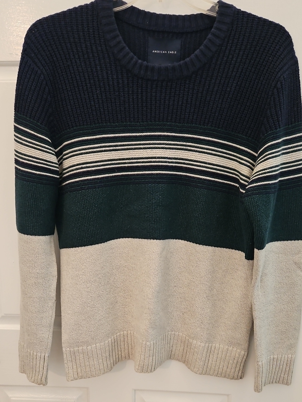 American Eagle Men's Crew Neck Cotton Rich, Wool Blend Sweater